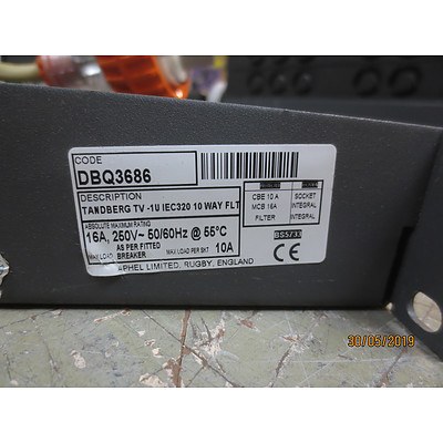Tandberg TV -1U IEC320 10 WAY FLT Output Isolator Switch & Overcurrent Protection