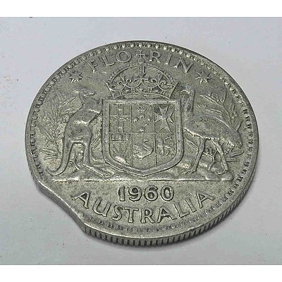 Australia Silver Florin 1960 MINT MIS-STRIKE