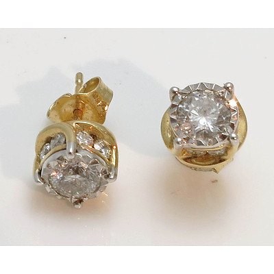 14ct Gold 1 Carat Diamond Earrings