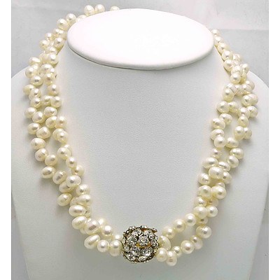 Double strand necklaces of Cultured Pearls - end pierced