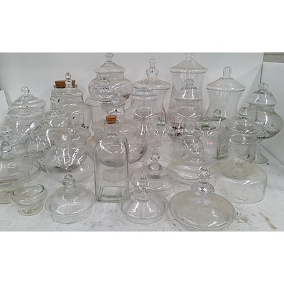 Selection of Glass Jars, Canisters, Covers and Lids - Lot of 30
