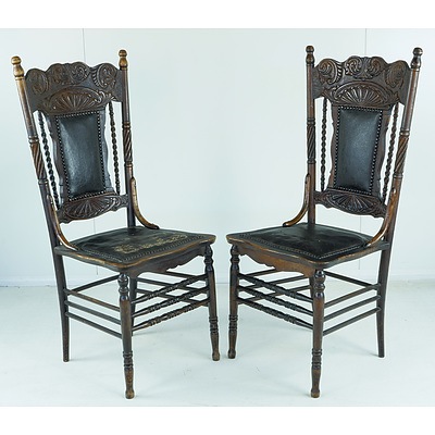 Six American Beech Pressback Cottage Chairs Circa 1900