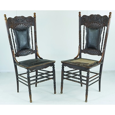 Six American Beech Pressback Cottage Chairs Circa 1900