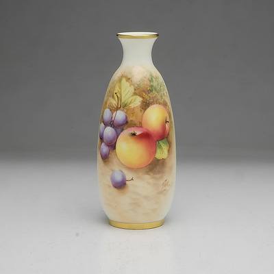Frank Roberts Hand Painted Fruit Royal Worcester Vase with Apples and Plums, 2491