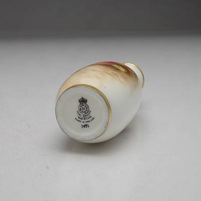 Frank Roberts Hand Painted Fruit Royal Worcester Vase with Apples and Plums, 2491