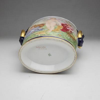 M Billington Hand Painted French B&C Limoges Mantle Vase, The Judgement of Paris After S.J. Solomon