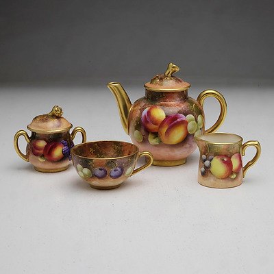 Frank Roberts Hand Painted Fruit Royal Worcester Miniature Tea Service