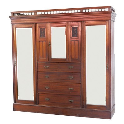 Substantial Edwardian Walnut Wardrobe Early 20th Century