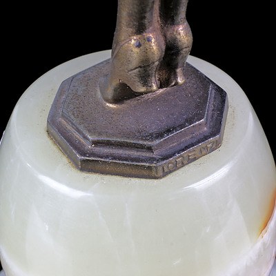 Josef Lorenzl (Austrian 1892-1950) Art Deco Figure, Cold Painted Bronze and Ivory on an Onyx Socle