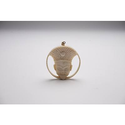 Japanese Carved Ivory Pendant Early to Mid 20th Century