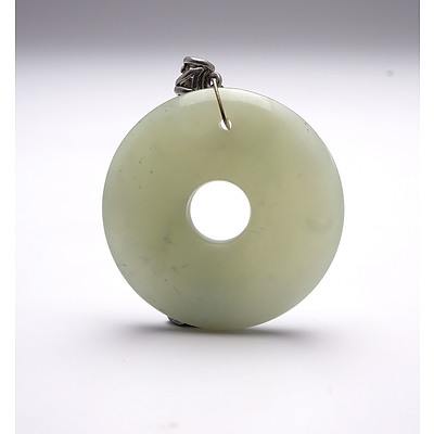 Chinese Jade Bi Disc Pendant, 20th Century