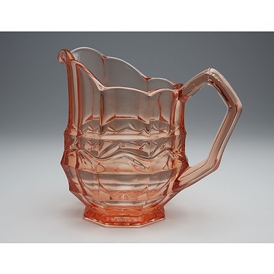 Moulded Retro Pink Depression Glass Pitcher