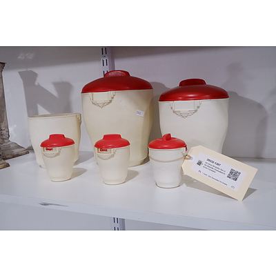 Art Deco Bristolite Set of Six Bakelite Graduated Kitchen Canisters