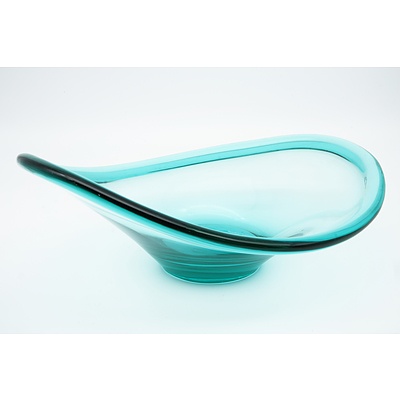 Vintage Green Murano Glass Bowl and a Hand Blown Cornucopia Vase