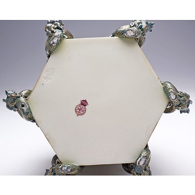 Wonderful Royal Worcester Aesthetic Movement Porcelain Hexagonal Jardiniere, Circa 1874