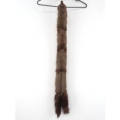 Vintage Fur Wrap with Head and Tails