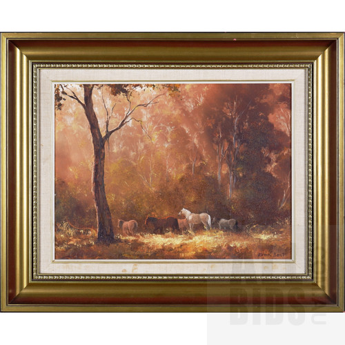 Kevin Best (1932-2012), Untitled (Brumby Landscape), Oil on Board, 29 x 39 cm