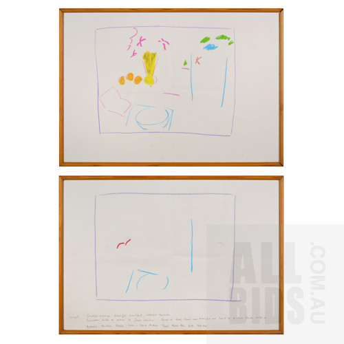 Ken Done (born 1940), Pair of Concept Studies, Pastel on Paper, each 40.5 x 58 cm (2)