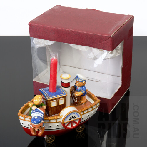 Boxed Villeroy and Boch Porcelain 'Ship with Teddy Bear' Christmas Decoration
