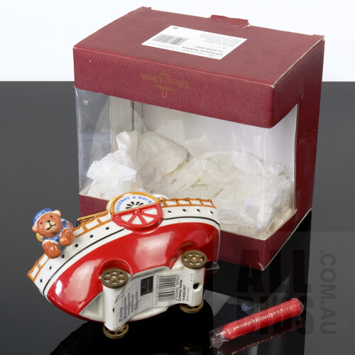 Boxed Villeroy and Boch Porcelain 'Ship with Teddy Bear' Christmas Decoration