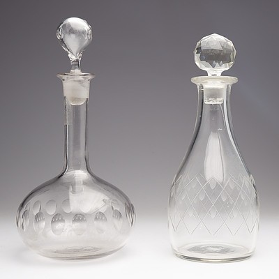 Two Antique Cut Crystal Decanters