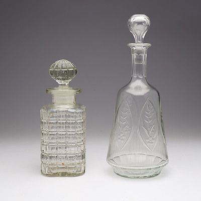 Victorian Cut Crystal Decanter and Another Moulded Glass Decanter