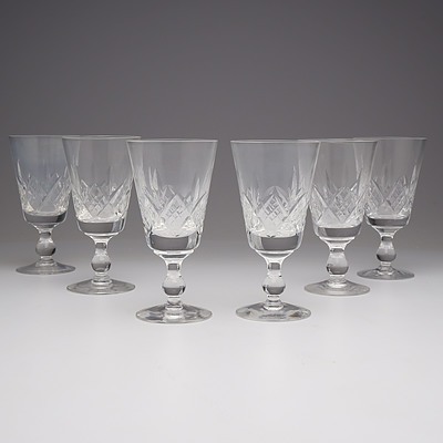 Six Stuart Crystal Wine Goblets