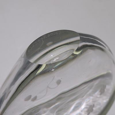 Orrefors Crystal Vase and Three Orrefors Crystal Candle Sticks