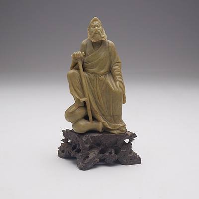 Chinese Hardstone Figure of a Fisherman and a Sage
