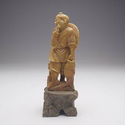 Chinese Hardstone Figure of a Fisherman and a Sage