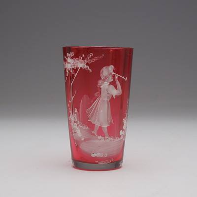 Victorian Ruby Mary Gregory Glass Tumbler