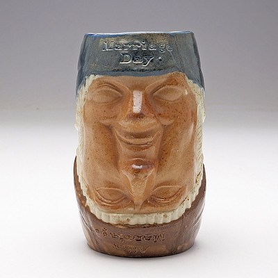 Rare Royal Doulton Lambeth Stoneware "Marriage Day" Toby Jug Designed by Harry Simeon
