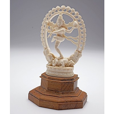 Indian Carved Ivory Dancing Shiva, Early to Mid 20th Century