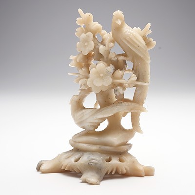 Chinese Hardstone Carving of Phesants and Foliage