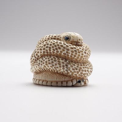 Antique Japanese Ivory Snake Form Netsuki