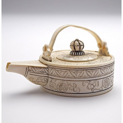 Miniature Chinese Ivory Wine Pot, Mid 20th Century