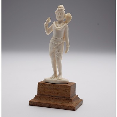 Indian Carved Ivory Figure of Shiva with Cobra, Early to Mid 20th Century