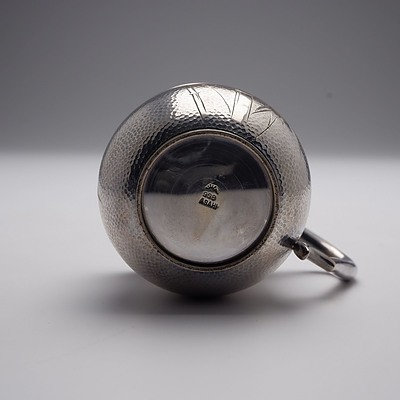 Japanese Export Silver Mug with Hammered Finish and Engraved Bamboo Design 20th Century