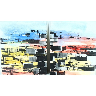 Pete Smith (1960-2014) XXVII.1 and XXVII.2 2000 Diptych Mixed Media on Boards