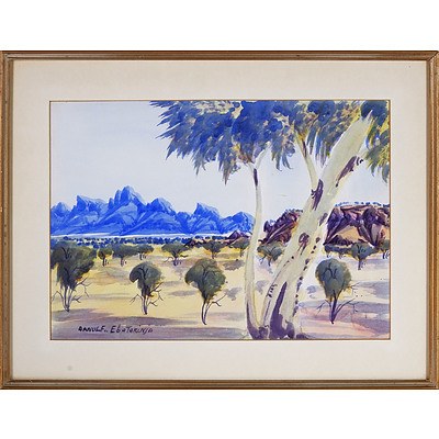 Arnulf Ebatarinja (Aboriginal 1931 -) Haasts Bluff, Watercolour