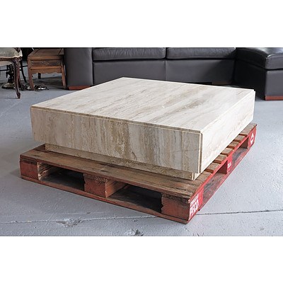 Large Modernist Travertine Coffee Table