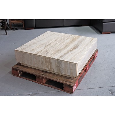 Large Modernist Travertine Coffee Table