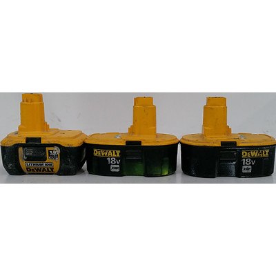 DeWalt 18 Volt Cordless Tool Batteries - Lot of Three