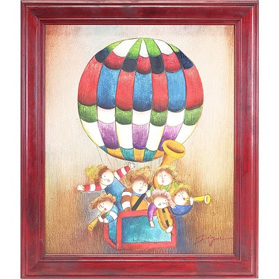 Joyce Roybal (1955-) Hot Air Balloon Oil on Board