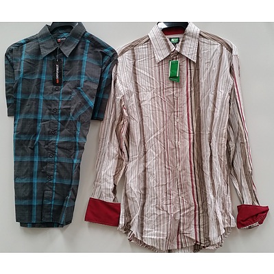 Men's Long Sleeve and Short Sleeve Business and Casual Shirts - Lot of 25 - Brand New - RRP $500.00