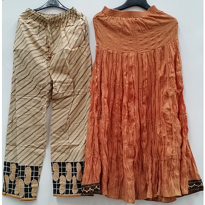 Women's Indian Style Pants, Skirts, Scarves and Clothing - Lot of 70 - Brand New - RRP $1800.00