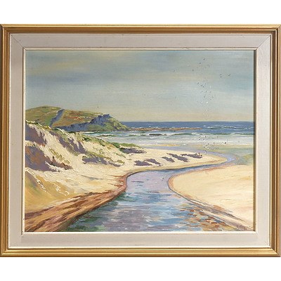 S. Pocock Beach Scene 1971 Oil on Board