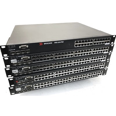 Brocade FWS 648 & FWS 624G-PoE Managed Switches - Lot of 5
