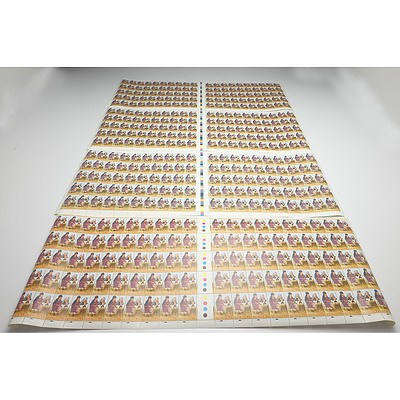 Four Sheets of Australian 30c Stamps, Totaling 400