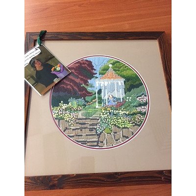 Framed Tapestry - Lady in the Garden